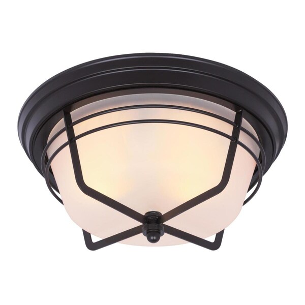 Westinghouse Fixture Ceiling Outdr FlMt 60W 2-Light Bonneville 12.75In WthrBrzStl Fr Glass 6230300 - main